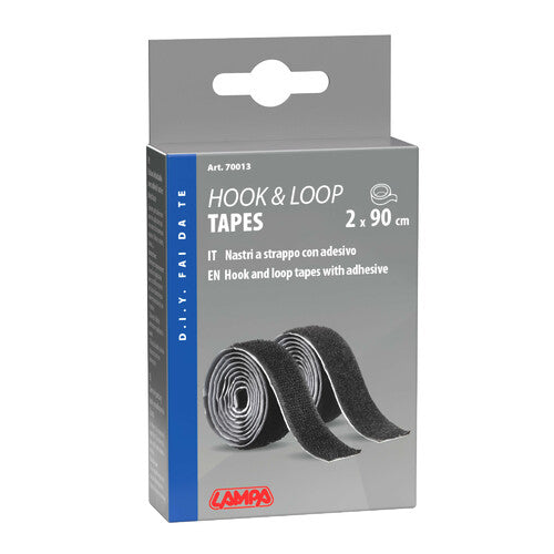 Self-Adhesive Hook and Loop Tape Pair – 90cm