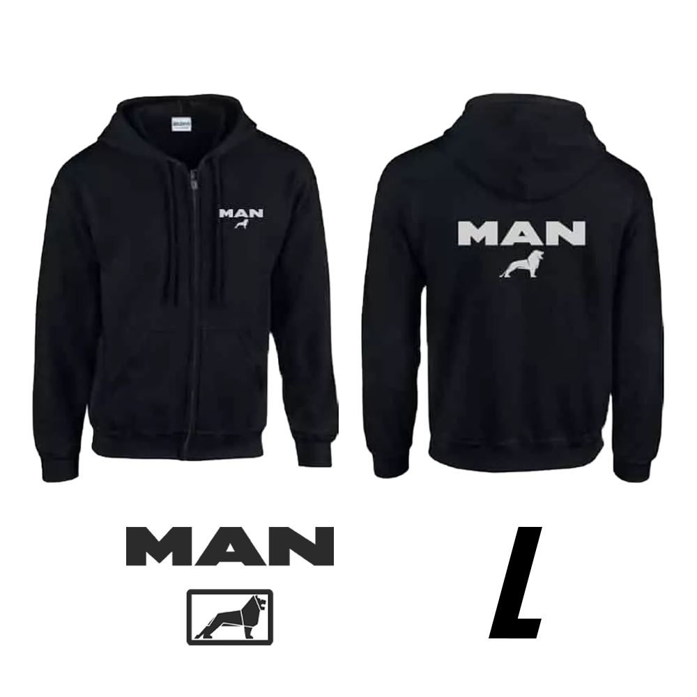 Black MAN Logo Zip-Up Hoodie