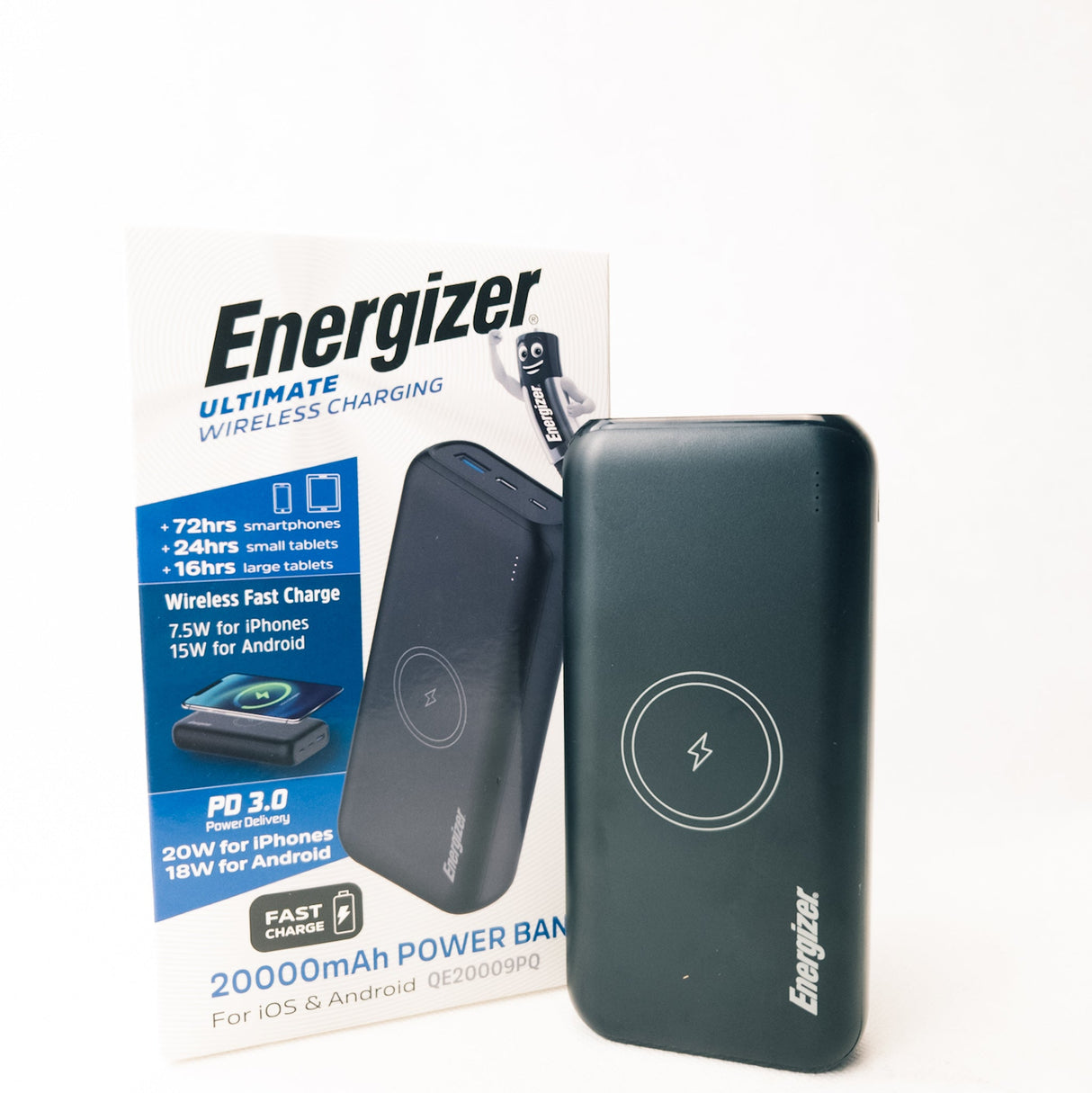 Energizer 20,000mAh Wireless Power Bank, 15W Fast Charging