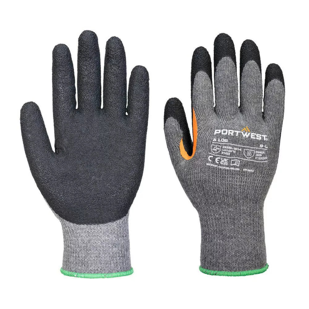 Gants de travail tricotés paume latex gris/noir – Taille L