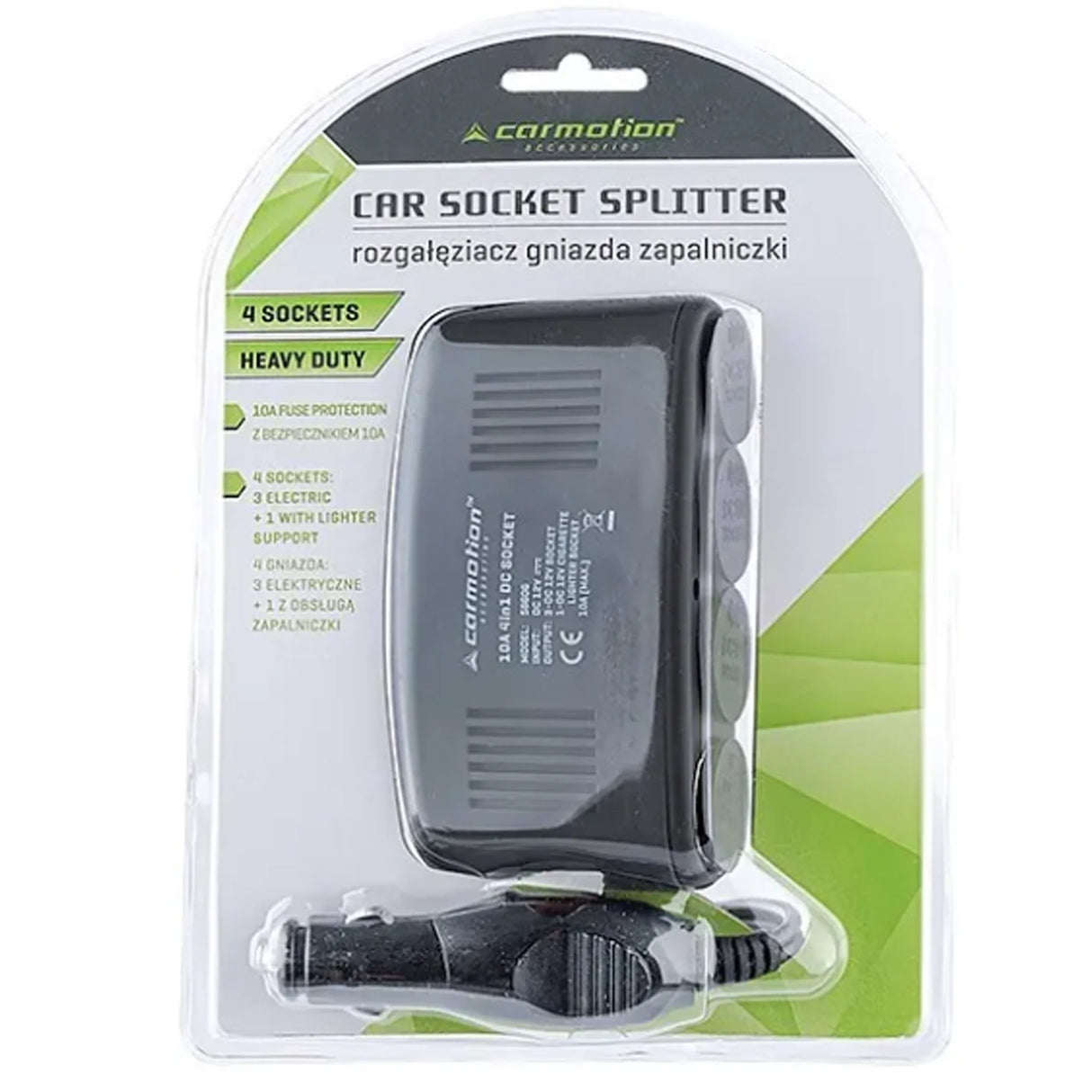 4-Way Car Cigarette Lighter Splitter, 10A