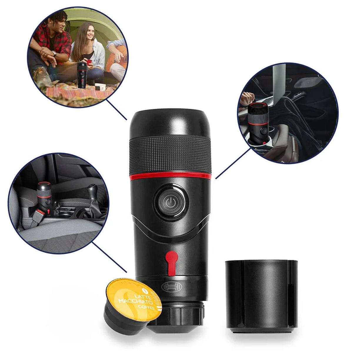 Heyner Portable Coffee Maker for Capsules & Ground Coffee, 12V