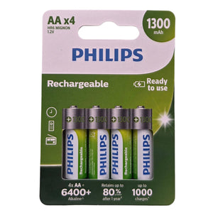 Philips AA Rechargeable Batteries 4-Pack 1300mAh
