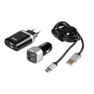 USB Type-C Charging Kit with Car Adapter – 3in1