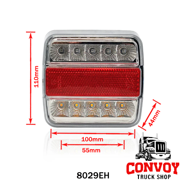 LED Trailer Light with 4 Functions, Prism, 12V/24V