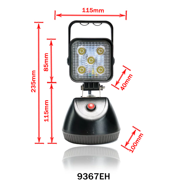 Rechargeable Magnetic LED Work Light, Square, 12/24V