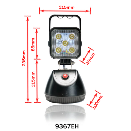 Rechargeable Magnetic LED Work Light, Square, 12/24V