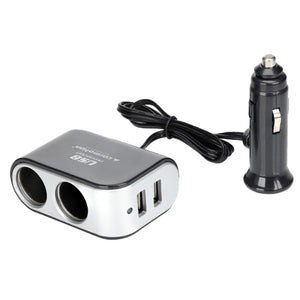 Dual Car Cigarette Lighter Splitter with 2 USB Ports 3.1A