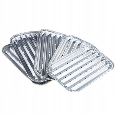 Aluminum Grill Tray Set for BBQ – Flat, Pack of 5
