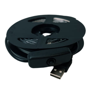 LED Strip Light with USB Connector, White, IP65, 1m