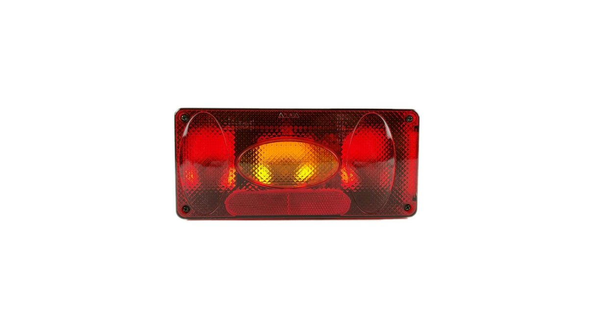 Universal Rear Left 5-Function Oval Tail Light with Fog, Prism & License Plate Illumination