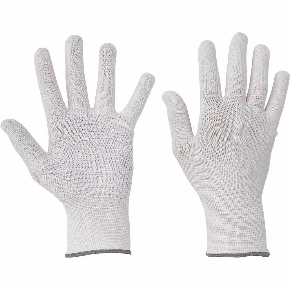 Guantes de trabajo Bustard Evo Light blancos con puntos de PVC en la palma - Talla 12