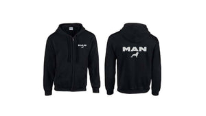 Black MAN Logo Zip-Up Hoodie