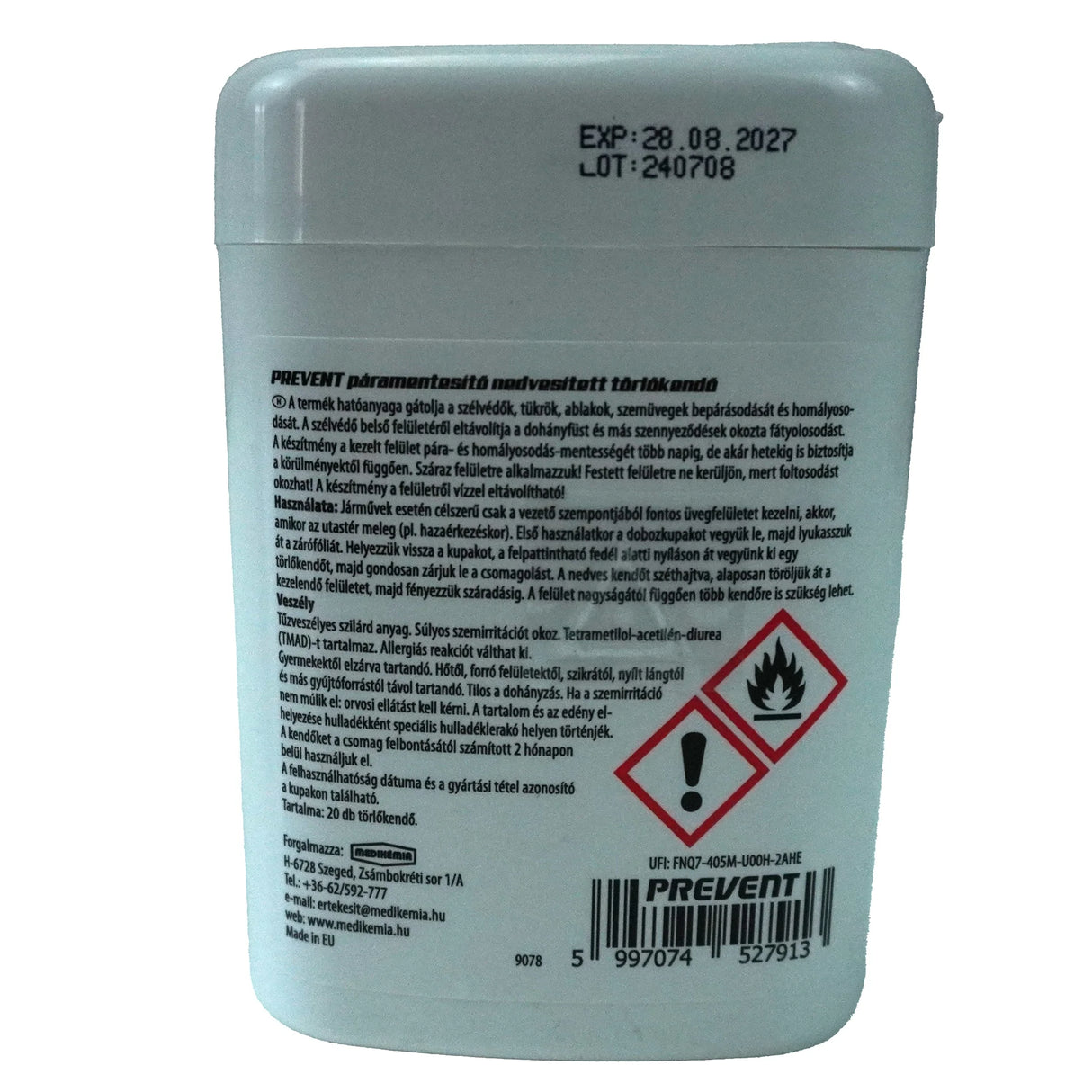 Toallitas húmedas antivaho para parabrisas (20 unidades)