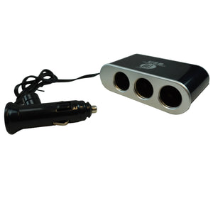 3-Way Car Cigarette Lighter Splitter with Switches and USB Port