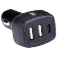 Cargador de coche All Ride con 2 USB-A y 1 USB-C (18W) con luz LED azul