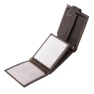 Leather Wallet with Hunting Motif – Rustic Brown