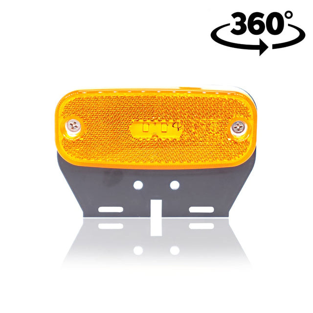 Amber LED Side Marker Lamp with Rounded Holder, 2 LEDs, 12/24V