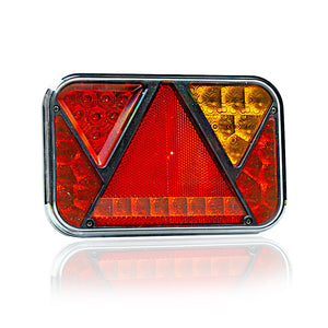 LED Rear Light with 5 Functions and Triangle Reflector, 12V