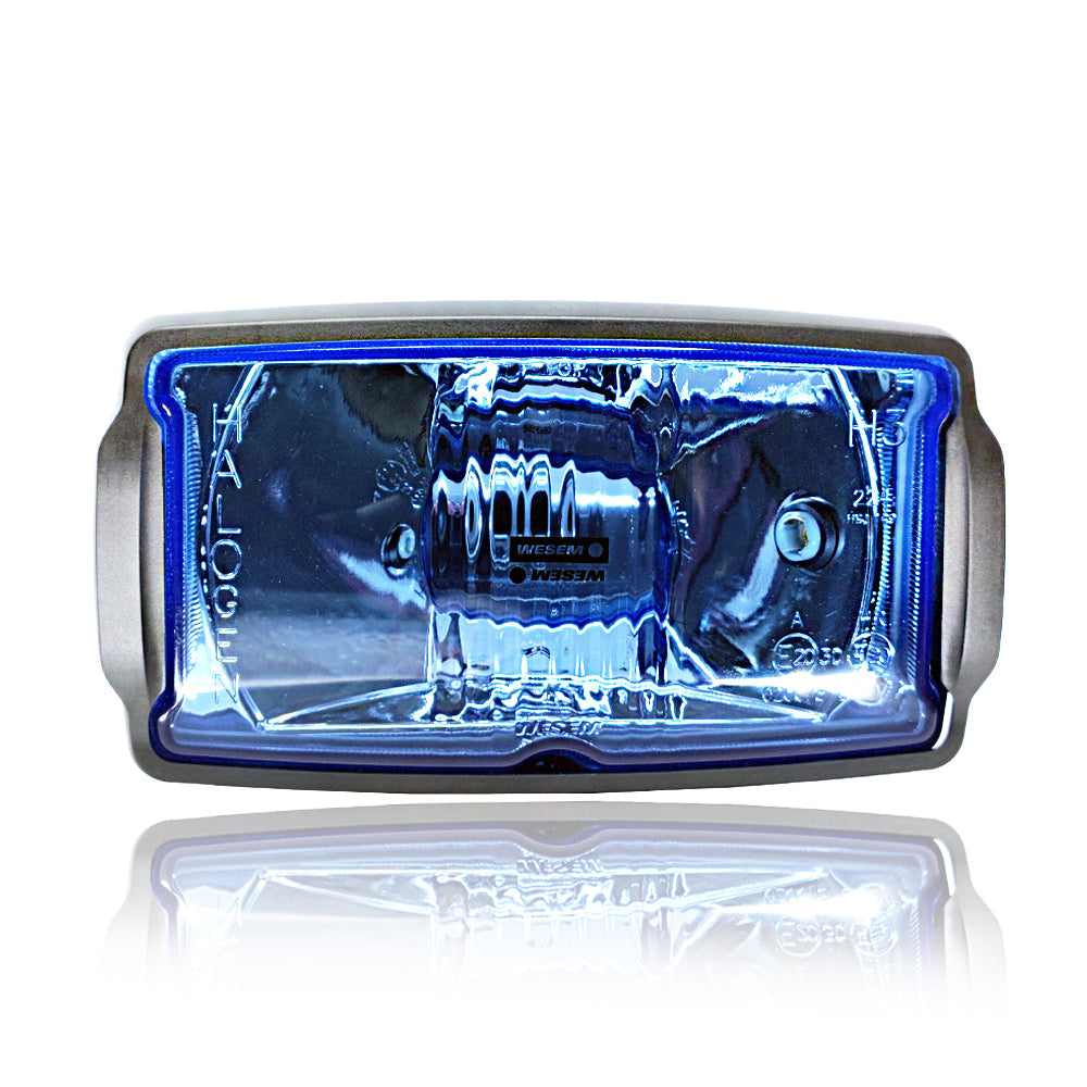 Rectangular High Beam Headlight with Blue Lens and Position Light